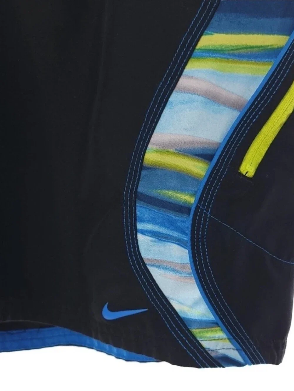 Nike Dri Fit Black Blue Swim Trunks Mens Size XL Inner Mesh